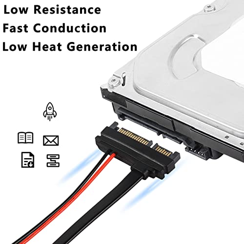XMSJSIY Slimline SATA 22 Pin Male to 13 Pin Female Cable Adapter, Serial ATA 7+15 to 7+6 Extension Connector for Desktop Laptop CD-ROM Hard Disk Drive - 2PCS 30cm - Image 2