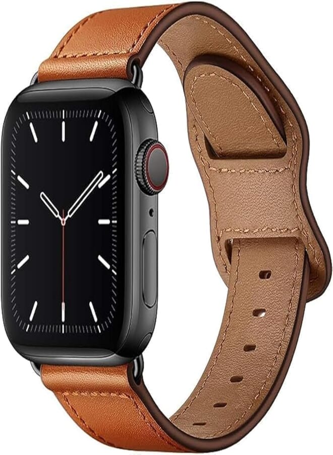 Next store Compatible with iWatch Band 42mm 44mm 45mm 49mm, Leather Replacement Strap Compatible with Apple Watch SE Series 7 6 5 4 3 2 1 (Brown)