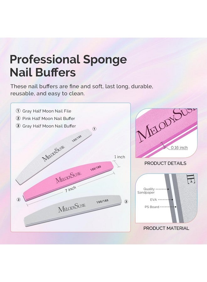 ميلودي سوزي مجموعة تلميع الأظافر الاحترافية المكونة من 16 قطعة، مبرد أظافر ومبردات، كتلة تلميع الأظافر، فرشاة أظافر، مجموعة مبرد أظافر للأظافر الطبيعية، DIY، للاستخدام المنزلي، الصالون (حبيبات 100/180) - Image 3