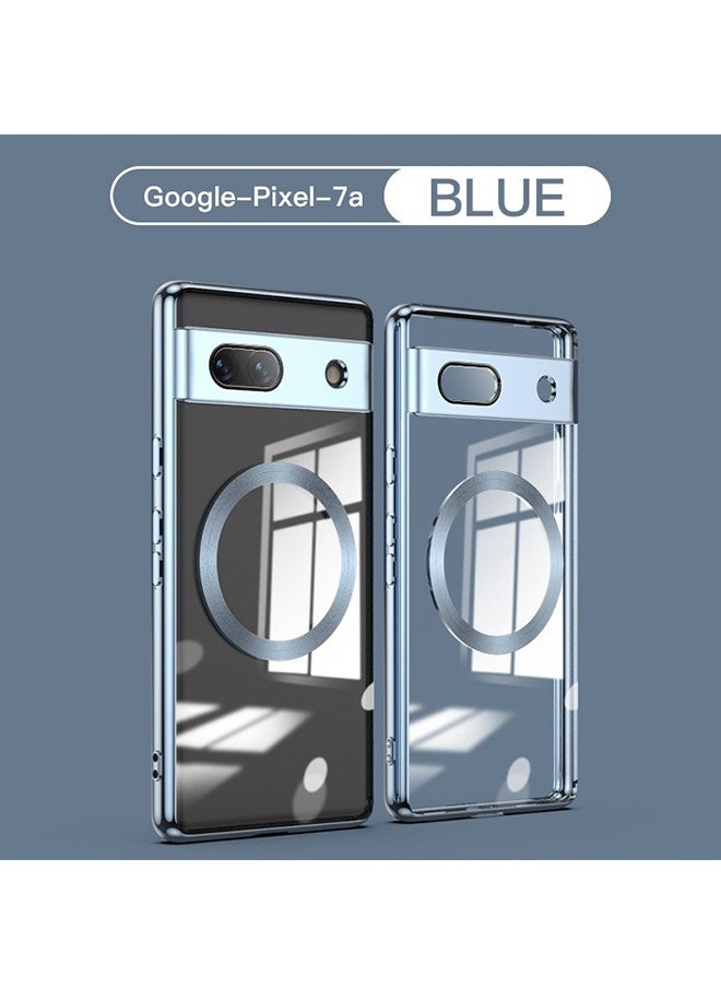 Unique - Case for Google Pixel 7a 5G, Wireless Charging with MagSafing Built-in Magnets Compatible Faster Charging Slim Fit Anti-Yellowing Case Soft TPU Clear Cover - Blue - Image 1