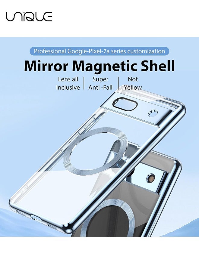 Unique - Case for Google Pixel 7a 5G, Wireless Charging with MagSafing Built-in Magnets Compatible Faster Charging Slim Fit Anti-Yellowing Case Soft TPU Clear Cover - Blue - Image 1
