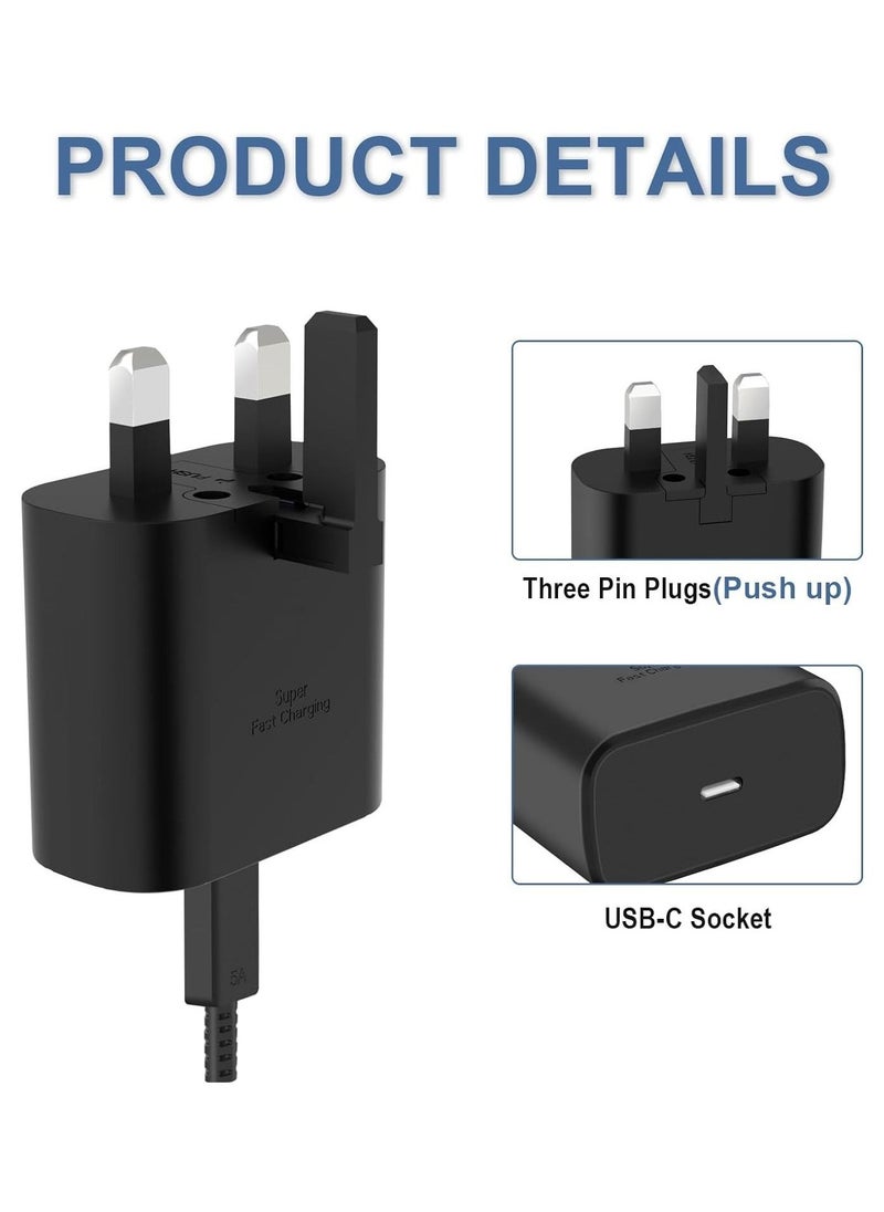 45W Super Fast USB-C-متوافق مع Samsung S24/S23/S22/S21/S20 Ultra ، A15/A53/A54/A55-محول الطاقة من النوع C