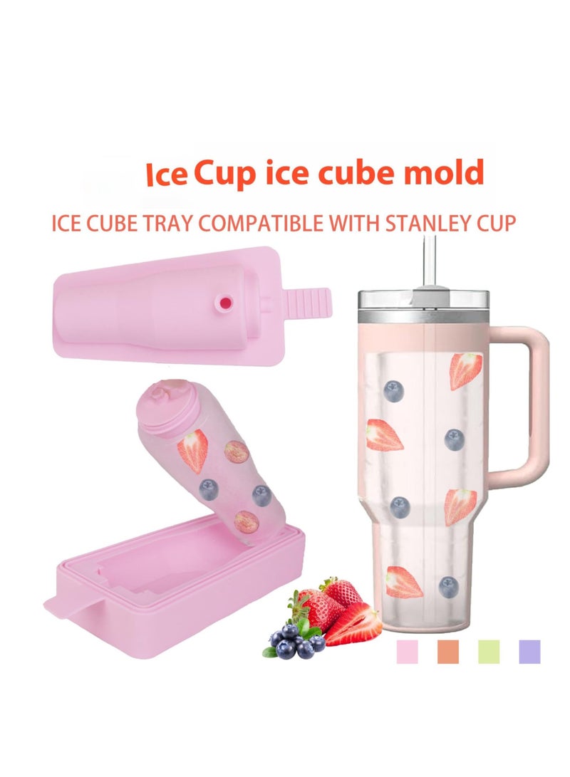 Excefore Ice Cube Tray for Stanley 40oz Tumbler Cup, Silicone Ice Mold with Lid, Large Capacity Ice Cubes Mold for Stanley 40oz Cup, Ice Cube Mold for Freezer, Coffee, Juice, BPA Free, Dishwasher Safe, Pink - Image 4