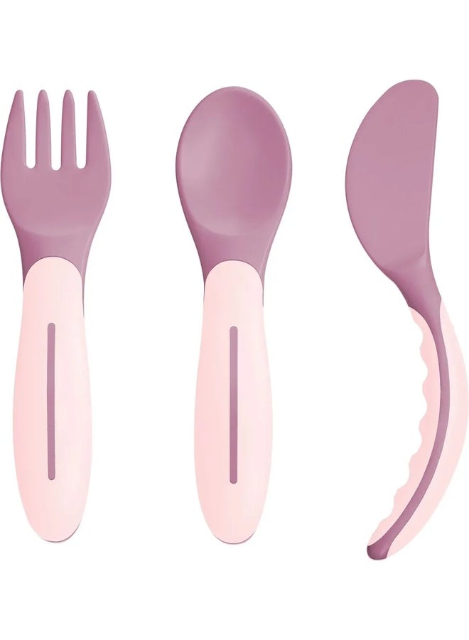 MAM Baby’s Cutlery Set for Toddlers, Easy-Grip Fork, Spoon and Knife, Girl Designs, 3 Pieces - Image 3