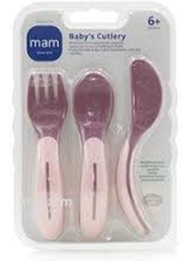 MAM Baby’s Cutlery Set for Toddlers, Easy-Grip Fork, Spoon and Knife, Girl Designs, 3 Pieces - Image 2