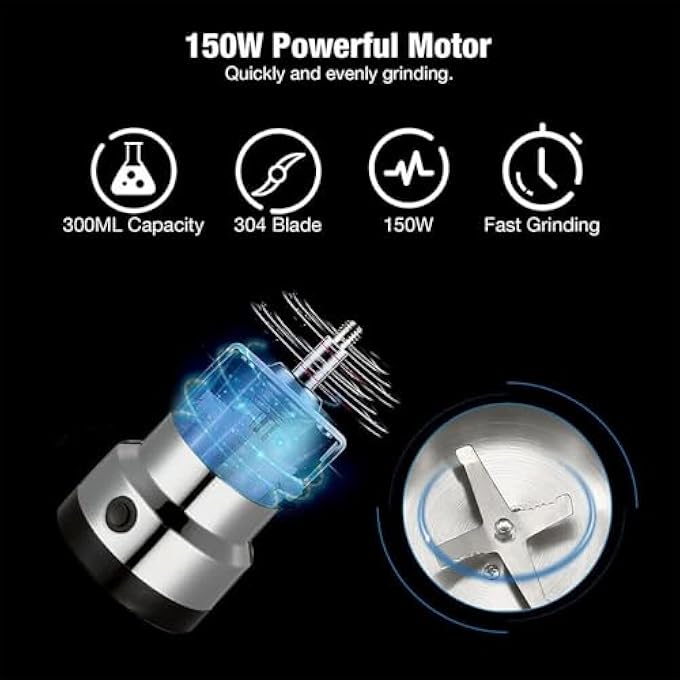 أوشيما مطحنة قهوة كهربائية صغيرة، مطحنة جاف من الفولاذ المقاوم للصدأ، خلاط متعدد الوظائف لحبوب القهوة، الحبوب، التوابل، التوابل، البذور، الأعشاب، الطحن الجاف - Image 5