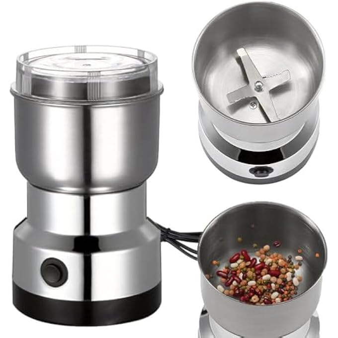 أوشيما مطحنة قهوة كهربائية صغيرة، مطحنة جاف من الفولاذ المقاوم للصدأ، خلاط متعدد الوظائف لحبوب القهوة، الحبوب، التوابل، التوابل، البذور، الأعشاب، الطحن الجاف - Image 2