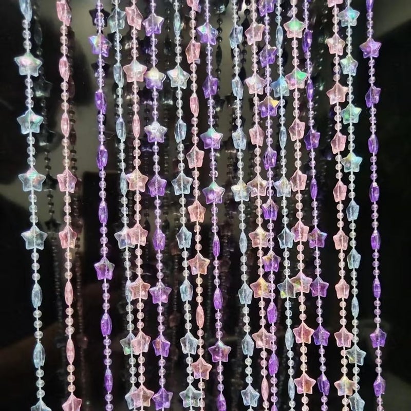 ave split Beaded Curtain Doorways Star Acrylic Hanging Door Beads String Curtains Tassel Room Divider Screen Decor for Doorway Window Living Room Wedding 049Star (Colourful Star) - Image 1