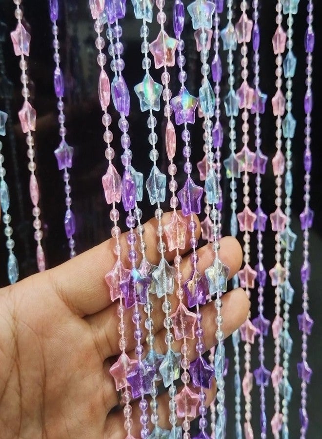 ave split Beaded Curtain Doorways Star Acrylic Hanging Door Beads String Curtains Tassel Room Divider Screen Decor for Doorway Window Living Room Wedding 049Star (Colourful Star) - Image 2