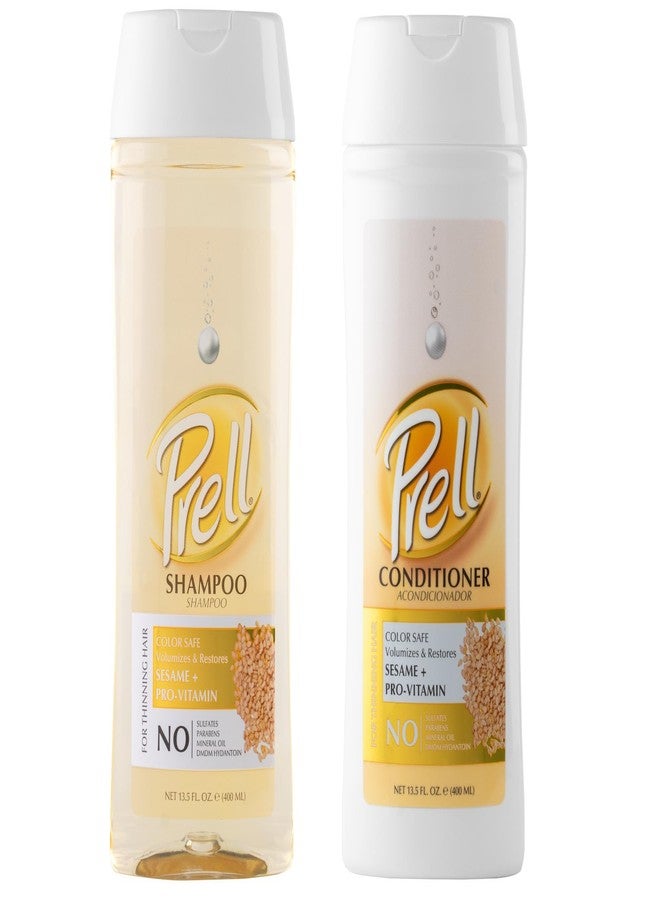 Prell Sesame + Pro-Vitamin Shampoo & Conditioner for Thinning Hair, Color Safe, Volumizes & Restores 13.5 fl. oz. - Image 1