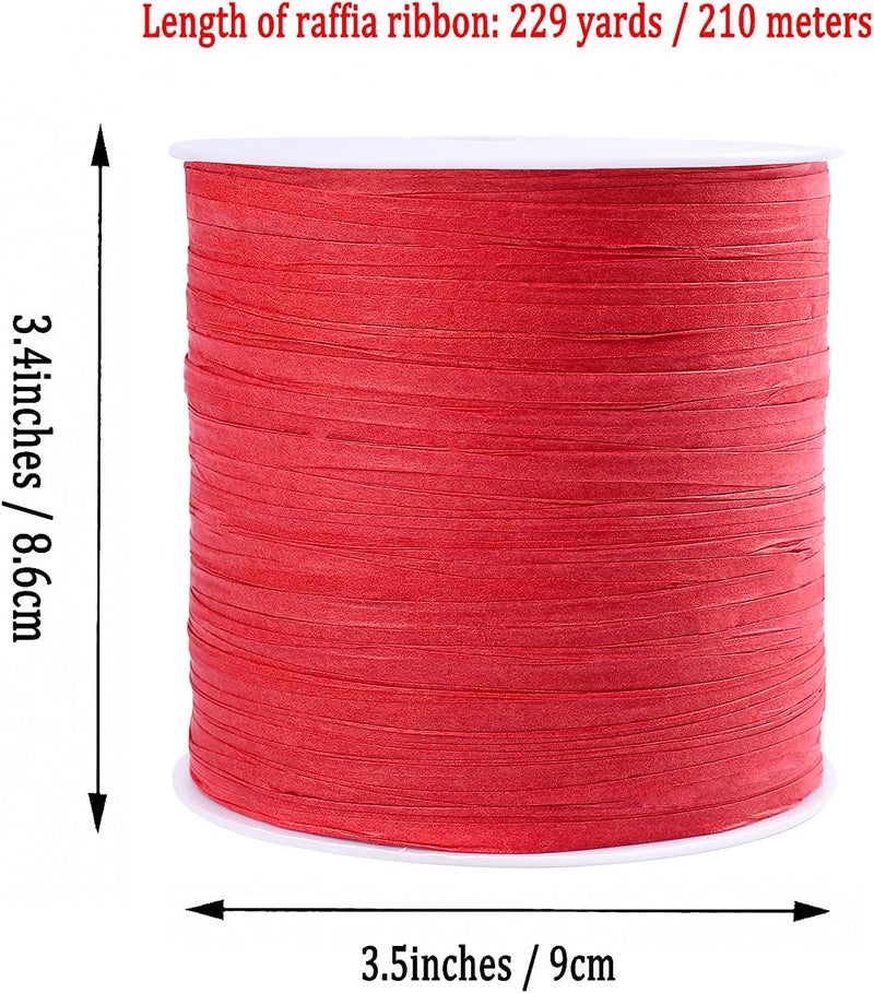 Whaline 229 Yards Christmas Raffia Paper Ribbon Red Craft Packing Paper Twine Raffia String for Valentines and Holiday Gifts, DIY Decoration and Weaving,1/4 inch Width - Image 2