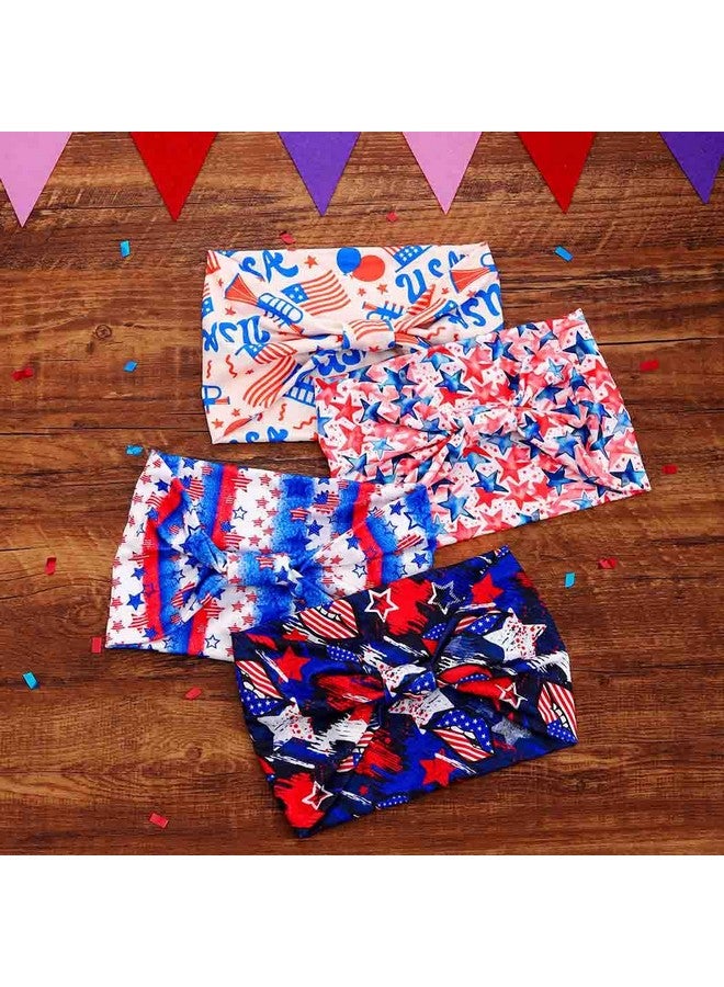 Aceorna 4Th Of July Headbands Usa Flag Hairbands Wide Knot Patriotic Head Bands Independence Day Hair Accessories For Women 4 Pcs (Type B, One Size) - Image 5