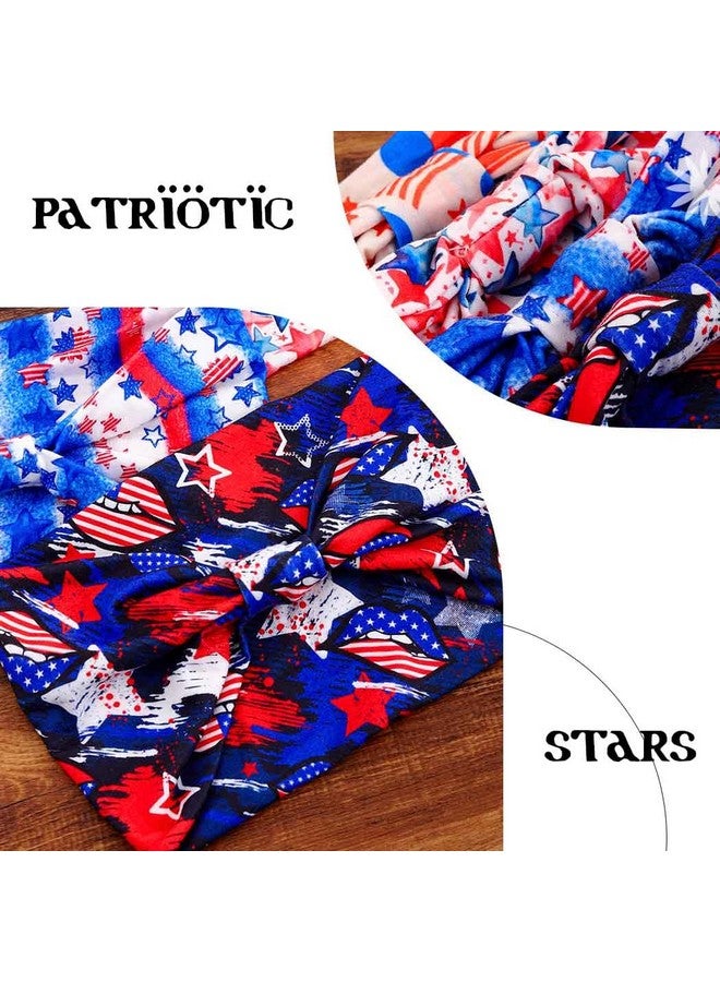 Aceorna 4Th Of July Headbands Usa Flag Hairbands Wide Knot Patriotic Head Bands Independence Day Hair Accessories For Women 4 Pcs (Type B, One Size) - Image 3