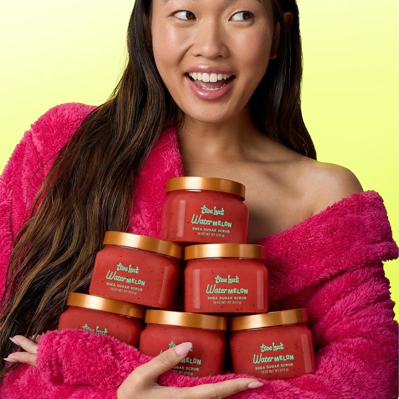 Treehut Watermelon Shea Sugar Scrub, Exfoliating, Hydrating & Moisturizing Body Scrub with Shea Butter & Nourishing Essential Oils, Smooth & Soften Skin, 18 oz - Image 4