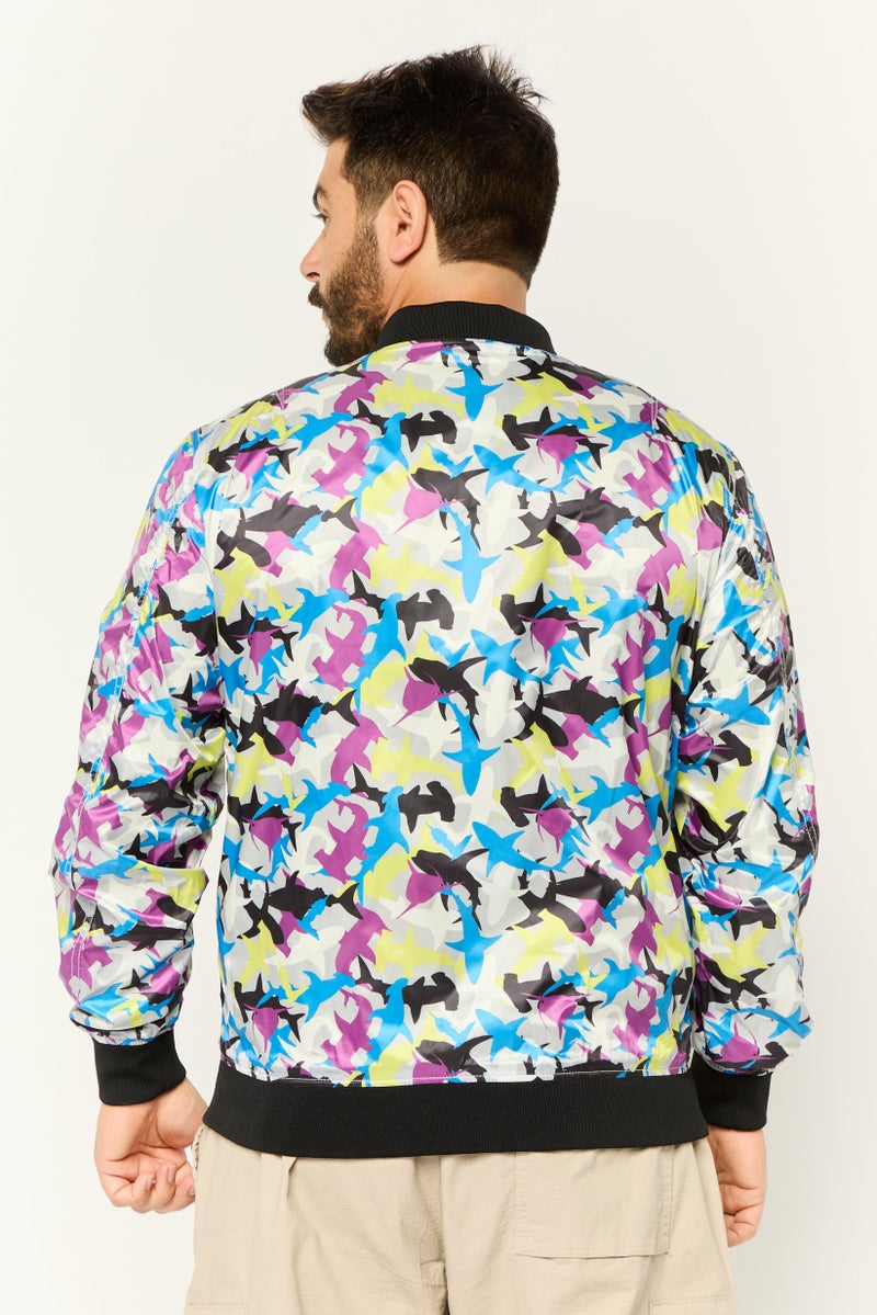 Trussardi Jeans Men Allover Printed Windbreaker Jacket, Multicolor - Image 4