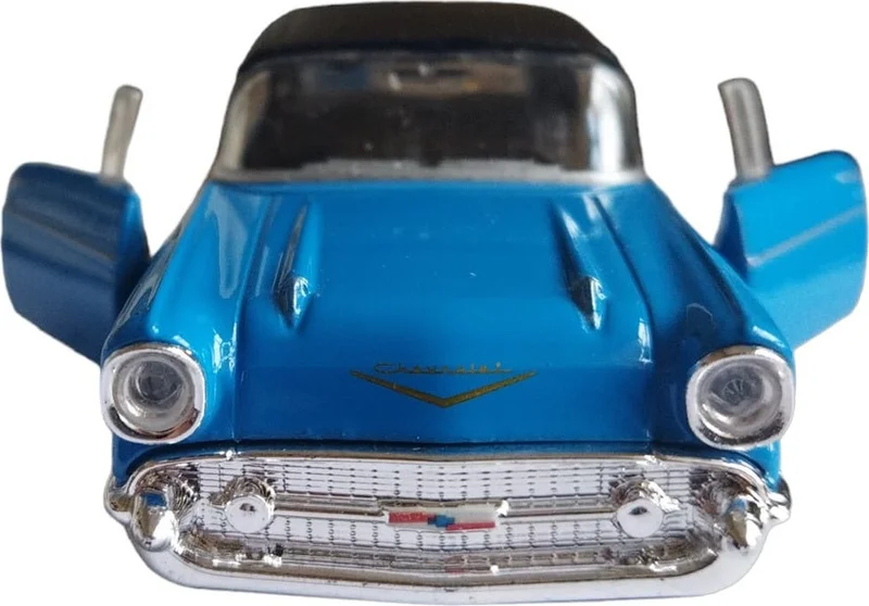 توبروك ستور Licensed 1957 Chevrolet Bel Air Pull and Drop Model Metal Car (1:34) Blue