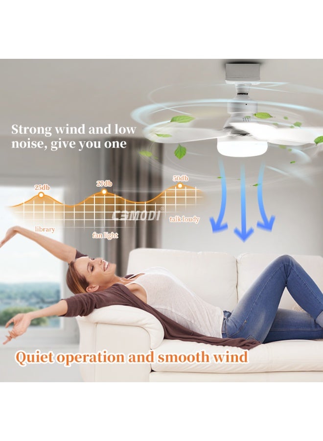 مودي مروحة سقف صغيرة بقوة ٣٠ واط مزودة بإضاءة وجهاز تحكم عن بُعد | وحدة إضاءة هادئة بثلاث سرعات | سهلة التركيب بمقبس E27 | مروحة سقف قابلة لتعديل درجة اللون والسطوع لغرفة النوم، وغرفة المعيشة، والمطبخ - Image 3
