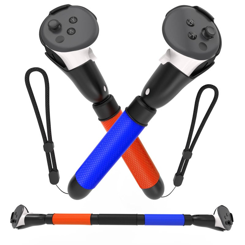 EUCARLOS Long Arms for Gorilla Tag 3in1 Extensions Grips for Meta Quest 3 Controller Accessories Dual Handles Grips Compatible with Oculus Quest 3 VR Games Sticks for Beat Saber