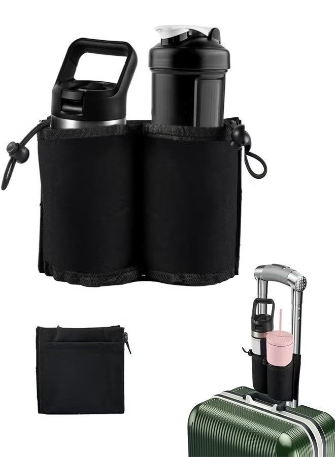 حامل أكواب الأمتعة، حامل أكواب السفر للأمتعة، حامل مشروبات الأمتعة، تجميع كوبين من القهوة لحقيبة السفر ذات العجلات، حقيبة سفر صغيرة، حقيبة أكواب - Image 1