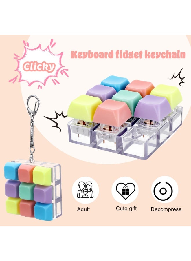 Keyboard Fidget Clicker, Keyboard Fidget Keychain of 9 Colors Decompression Keycap Button Stress Relief Gifts for Adults to Relief Stress Pass Time - Image 3