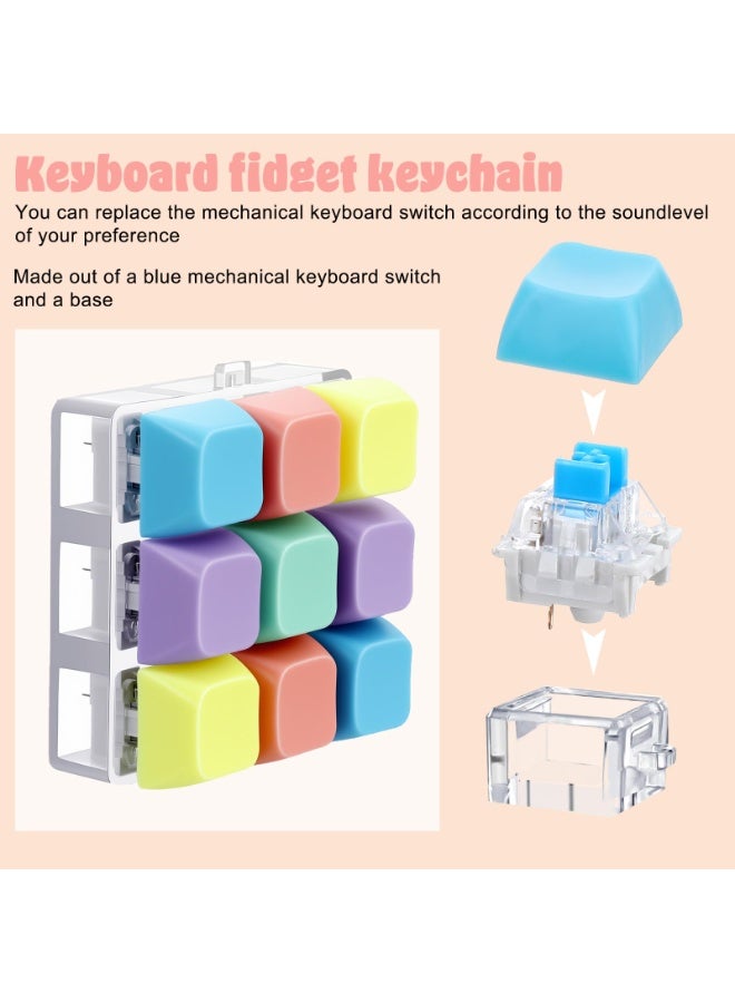 Keyboard Fidget Clicker, Keyboard Fidget Keychain of 9 Colors Decompression Keycap Button Stress Relief Gifts for Adults to Relief Stress Pass Time - Image 5