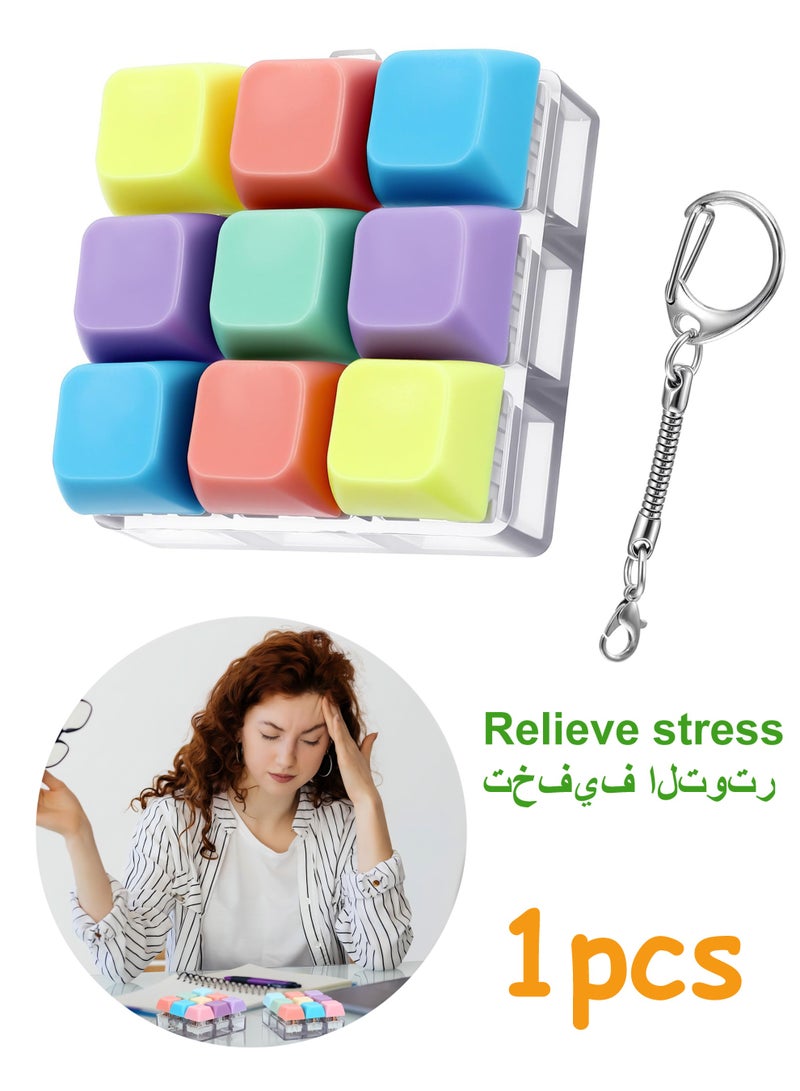 Keyboard Fidget Clicker, Keyboard Fidget Keychain of 9 Colors Decompression Keycap Button Stress Relief Gifts for Adults to Relief Stress Pass Time - Image 1