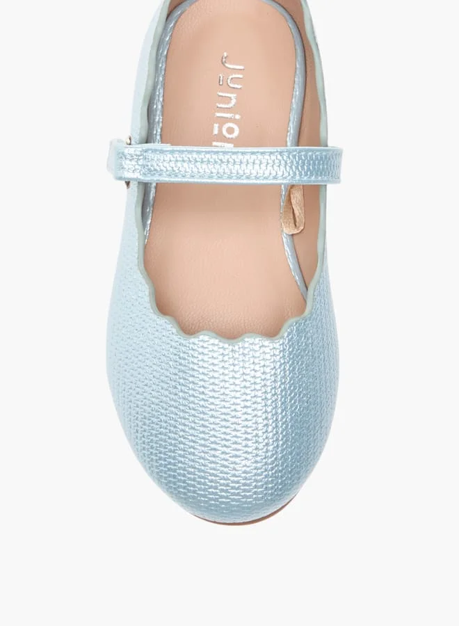 JUNIORS Girls Scallop Detail Ballerina Shoes With Hook And Loop Closure