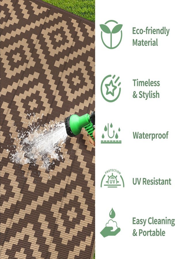 GENIMO سجادة خارجية من جينيمو، مقاس 6 × 9 أقدام، مصنوعة من القش البلاستيكي، قابلة للعكس، خفيفة الوزن ومقاومة للماء، مناسبة للتخييم في المركبات الترفيهية، الشرفة، السطح، الفناء الخلفي، النزهات، لون بني وقهوة - Image 5