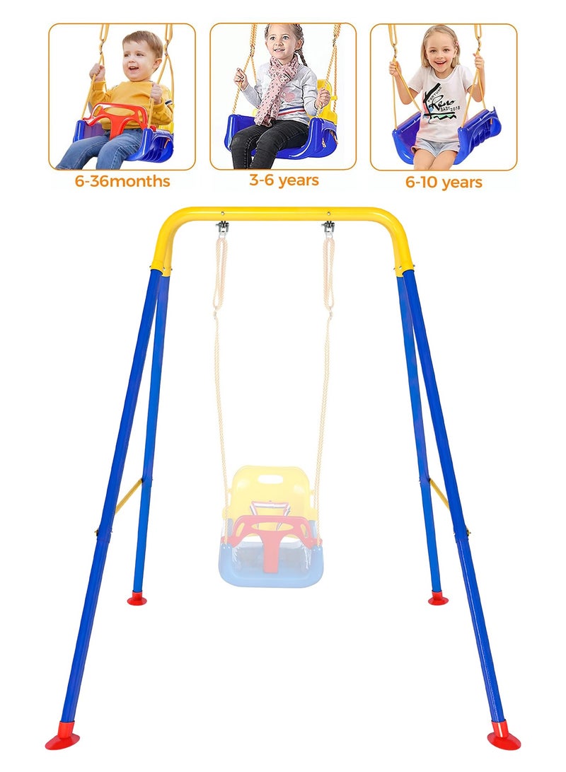 Foldable Baby Swing Frame Heavy Duty Swing Stand for Kids Baby Swing for Indoor/Outdoor Play Fits for Most Toddlers Swings Easy to Assemble Blue/Yellow