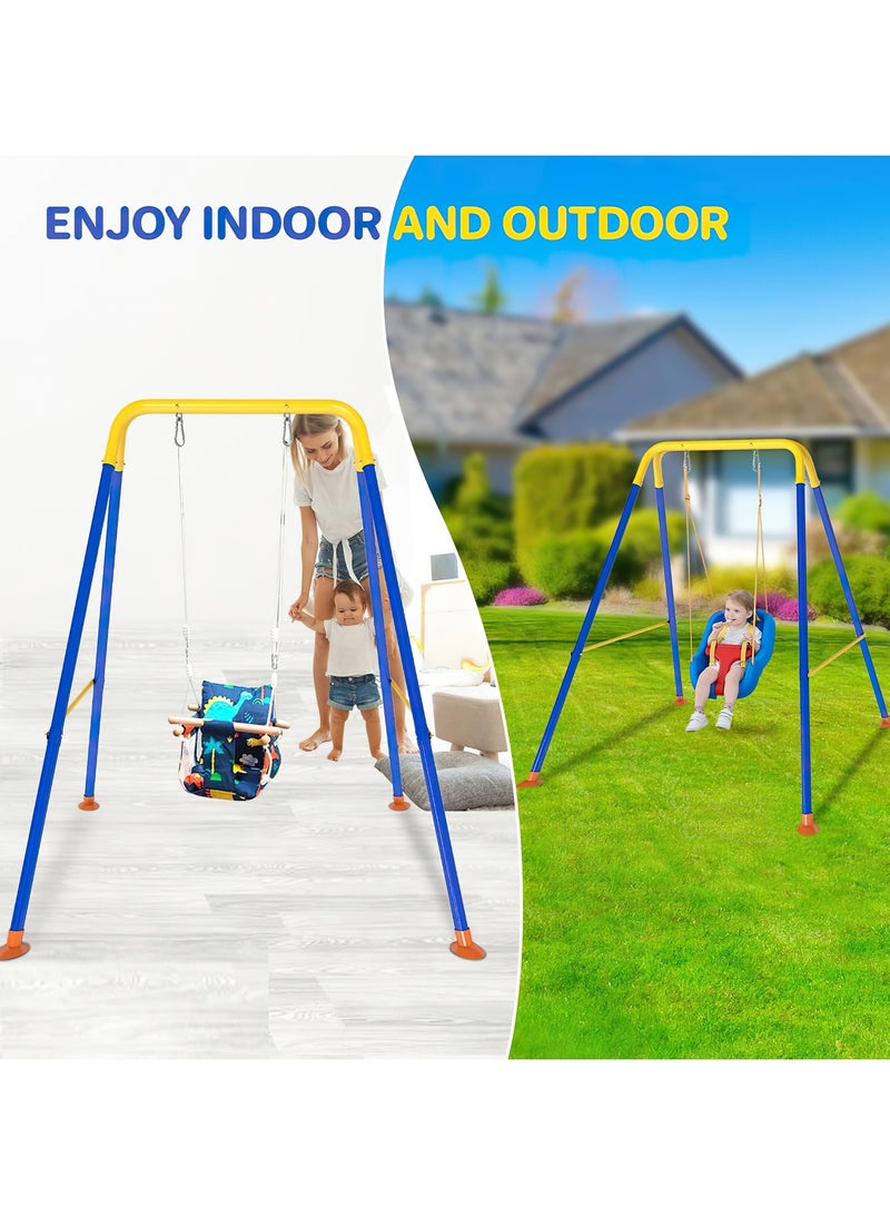 Foldable Baby Swing Frame Heavy Duty Swing Stand for Kids Baby Swing for Indoor/Outdoor Play Fits for Most Toddlers Swings Easy to Assemble Blue/Yellow