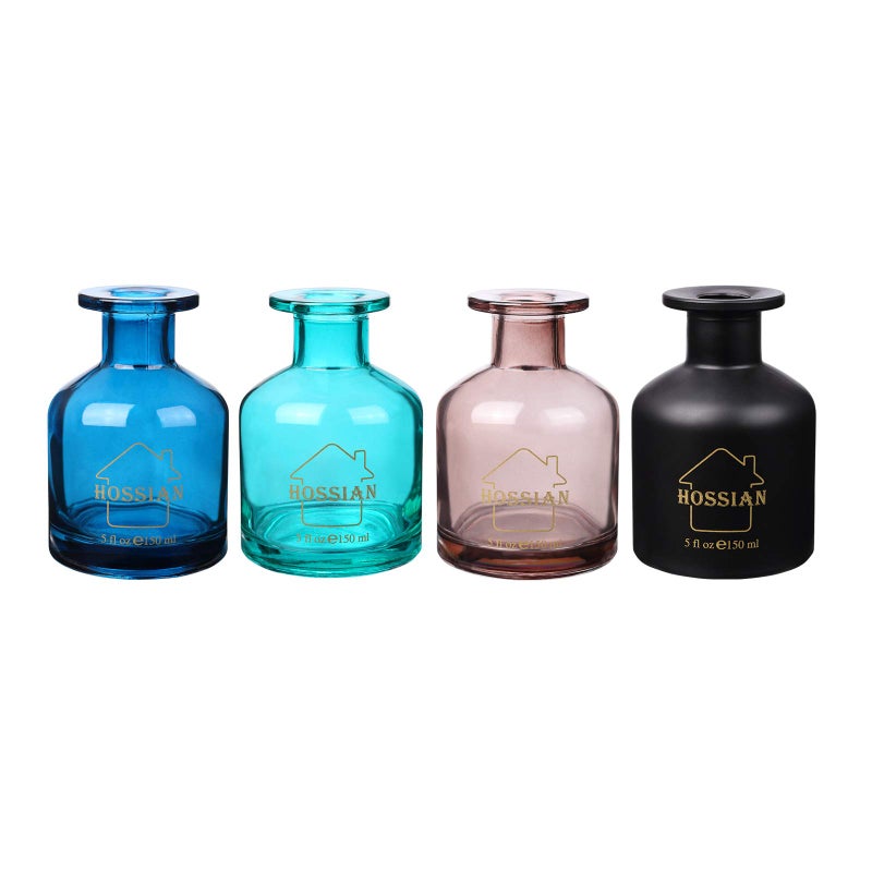 HOSSIAN HOSSIAN Diffuser Glass Bottles Black Empty Reed Diffuser Bottle with Sticks Fragrance Accessories use for DIY Replacement Reed Diffuser Sets 4 Color 
