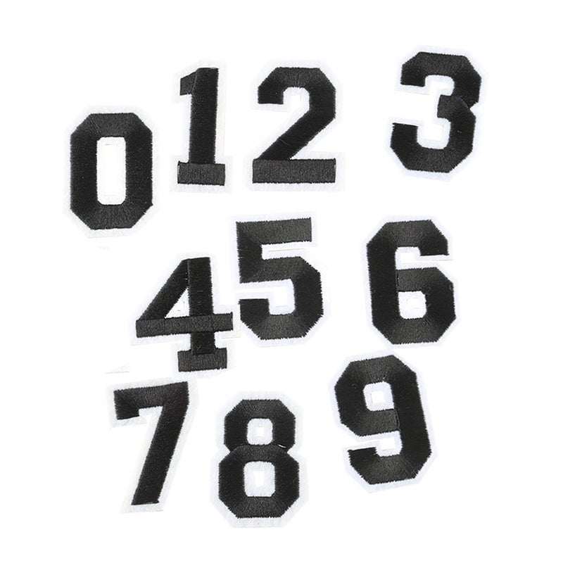 10PCS 0-9 Digital Ball Clothing Number Mark Number Clothing Accessories Embroidery Patch(Black) - Image 2
