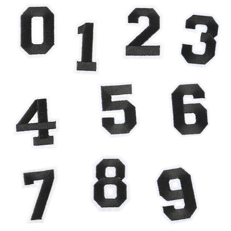 10PCS 0-9 Digital Ball Clothing Number Mark Number Clothing Accessories Embroidery Patch(Black) - Image 1