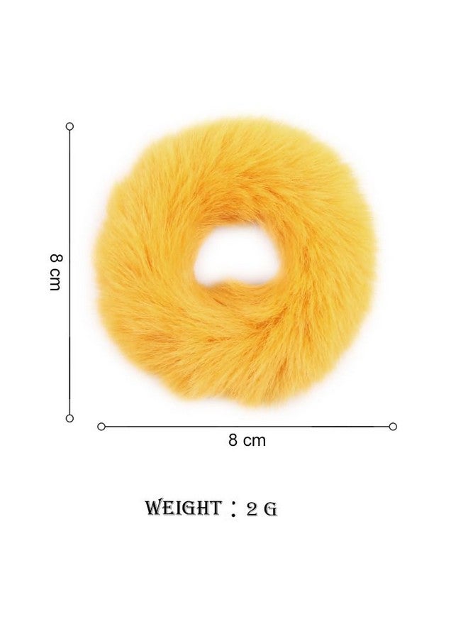 DORMITORRY12 Pcs Soft Fur Hair Scrunchies - Multicolor Rabbit Elastic Hair Bands for Girls & Women, Fluffy Ponytail Holders, Cute Bobbles Hair Ties, Stylish Accessories for All Hairstyles. - Image 4