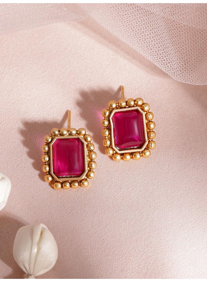 Rubans Women's 22K Gold-Plated Ruby Stone Studded Choker Necklace Set With Gold Beads - Image 2