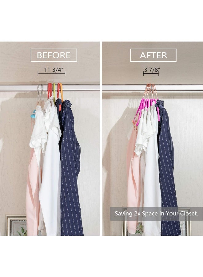 MIZGI MIZGI Premium Velvet Pants Hangers with Clips (Pack of 20) Slim Skirt Hangers- Non Slip Felt Outfit Dress Hangers Pink - Copper/Rose Gold Hooks,Space Saving Shirt Clothes Hangers, One Size - Image 5
