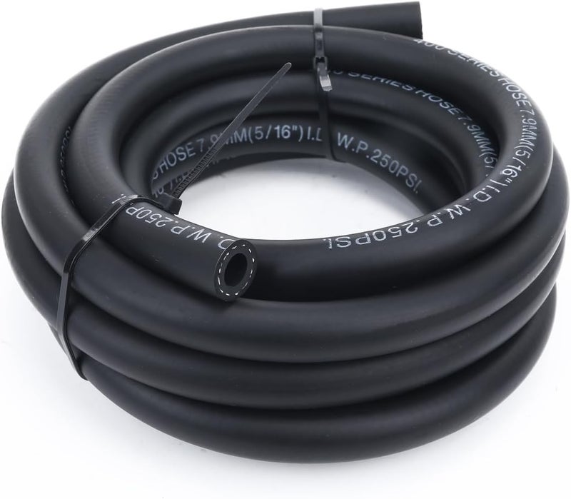 AC PERFORMANCE 5/16" ID NBR Push on Hose Fuel Line Engine Liner Compatible with Fuel System, E85, E10, Oils, Ethanol, Lubricants and Coolant, 5 Feet, Black - Image 1