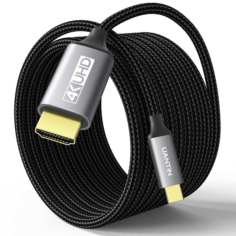 UANTIN USB C to HDMI Cable 10Ft | 4K High-Speed USB 3.1 Type-C to HDMI Cord [Thunderbolt 3/4/5 Compatible] with MacBook, Galaxy S9 to S24, iPhone 15/16, iPad Pro, iMac, Surface - Image 1