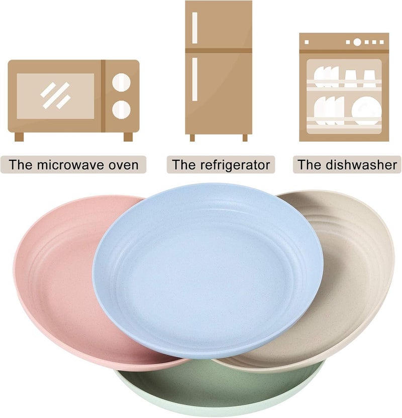 HEXONIQ® Lightweight Unbreakable Wheat Straw Plates - 8.8'' Large Dinner Plates - Non-Toxic Healthy Eco-Friendly Microwave Safe - Degradable Dessert Dishes Salad Fruit Snack Plates, Pack of 8 - Image 4