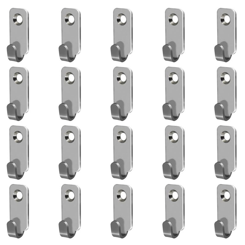 Adiyer 20pcs Heavy Duty Hanger 304 Stainless Steel Wall Mounted Mini J Hook for Mirror Picture Frames Hanging WireD RingsKeyhole Hangers
