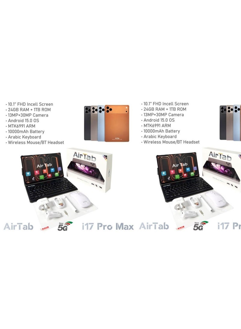 AIR TAB AirTab i17 Pro Max Android Tablet | 10.1" FHD Incell Display, 24GB RAM + 1TB ROM, Slim Luxury Design, Ultra-Fast Performance (ORANGE) - Image 3