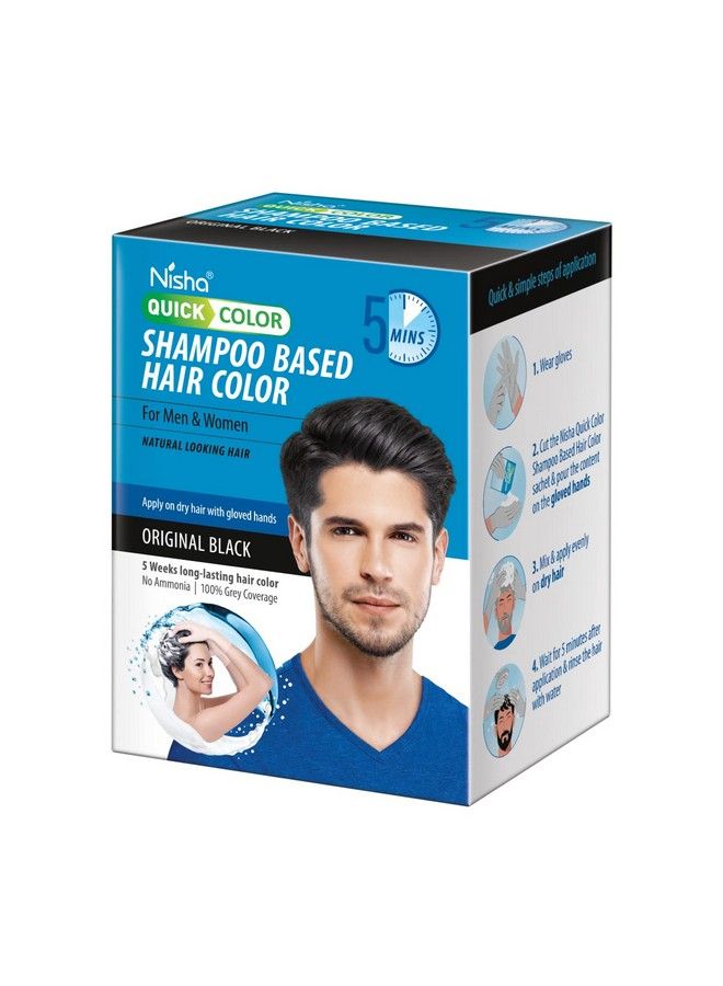 Nisha Quick 5 Minutes Hair Color Shampoo Black ; 5 Weeks Long Lasting Shampoo Hair Colour For Women And Men (20Ml Pouch Pack Of 10 Original Black)  - Image 4