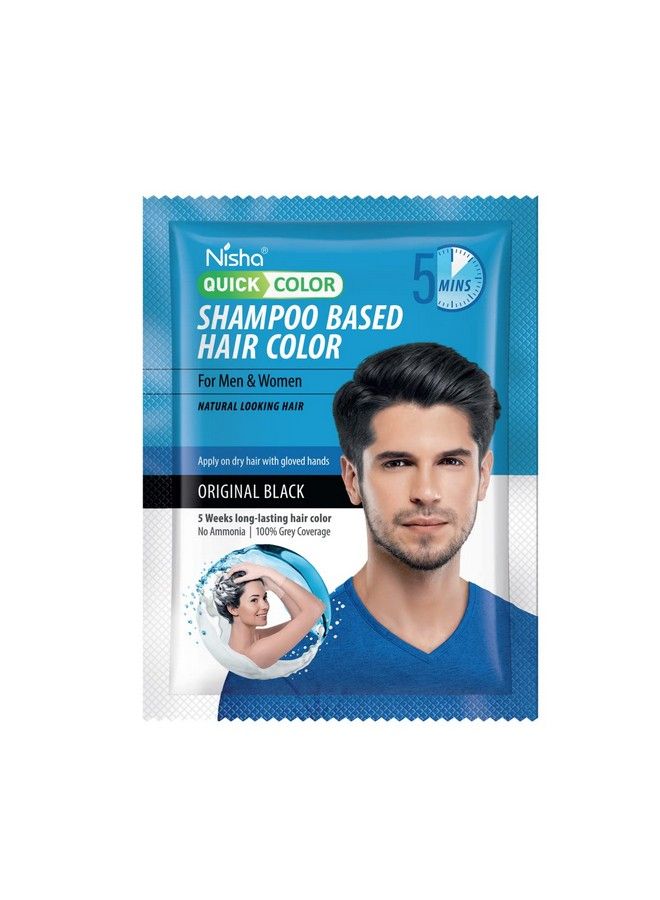 Nisha Quick 5 Minutes Hair Color Shampoo Black ; 5 Weeks Long Lasting Shampoo Hair Colour For Women And Men (20Ml Pouch Pack Of 10 Original Black)  - Image 5