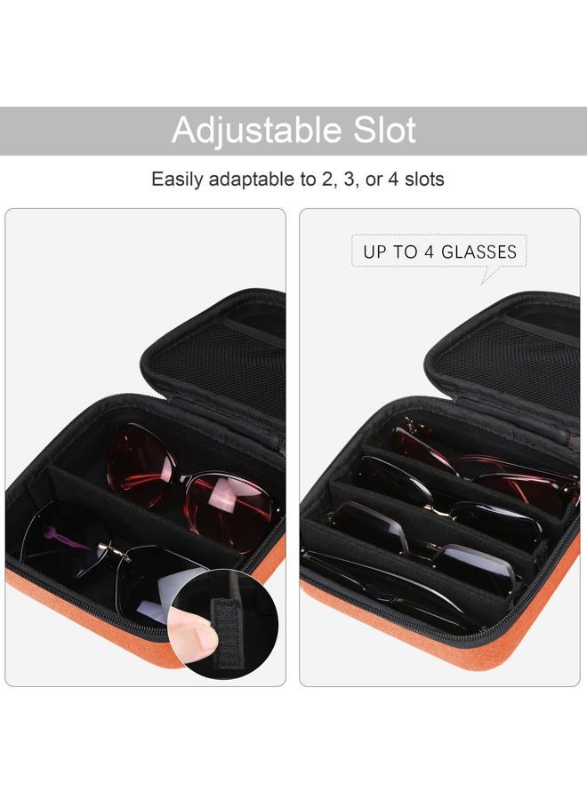Bukere Travel Sunglasses Organizer Case Adjustable Slot For Multiple Eyeglasses Hard-shell Portable Storage Box for Men Women, Orange, 4 Slots - Image 2