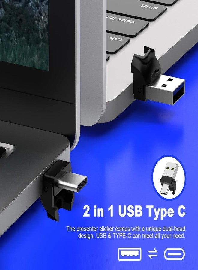 Rts USB/Type-C 2 in 1 Pointer Presentation Clicker for PPT PowerPoint Clicker, Hyperlink Volume Control Wireless Presenter, RF 2.4GHz USB Presentation Remote Control for Keynote/PPT/Mac/PC/Laptop - Image 3