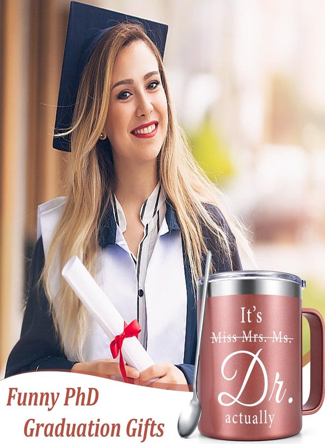 Lifecapido PhD Graduation Gifts, PhD Doctor Birthday Christmas Gifts for Women Dr PhD Coworkers Friend, It's Miss Mrs Ms Dr Actually Insulated Coffee Mug With Spoon 14 oz - Image 3