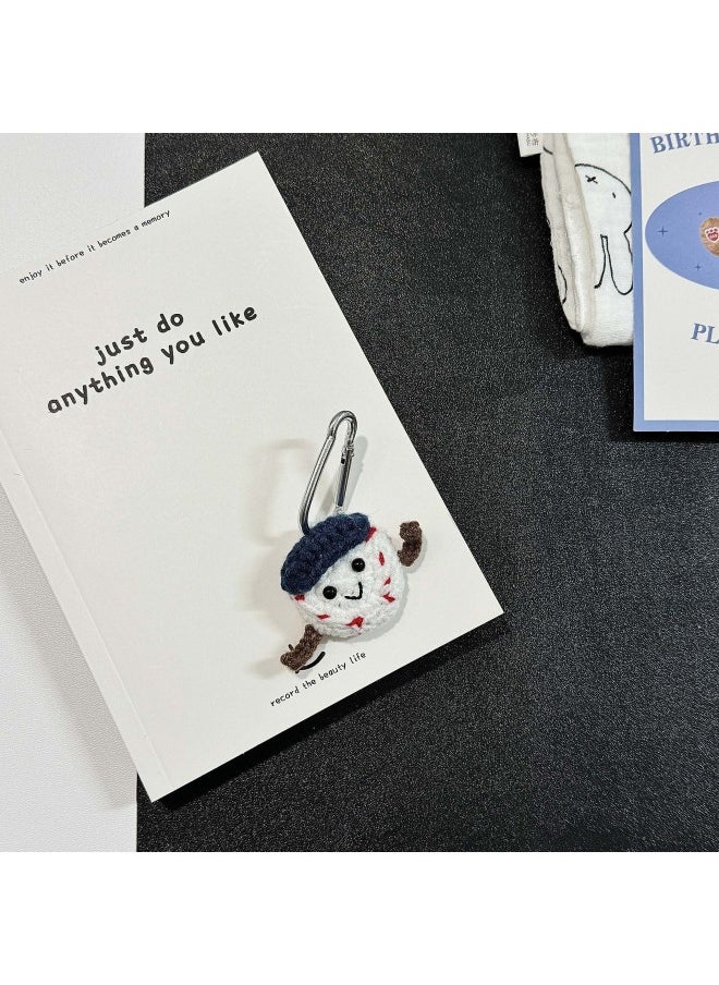 Generic - Bear Plush Knitted Cute Suitable For Smart For Apple Airtag Tracker Case Anti-lost Device Protective Cover Soft Positioning-Color:Expression Baseball-Applicable Models:For Apple Airtag Protective Case - Image 1