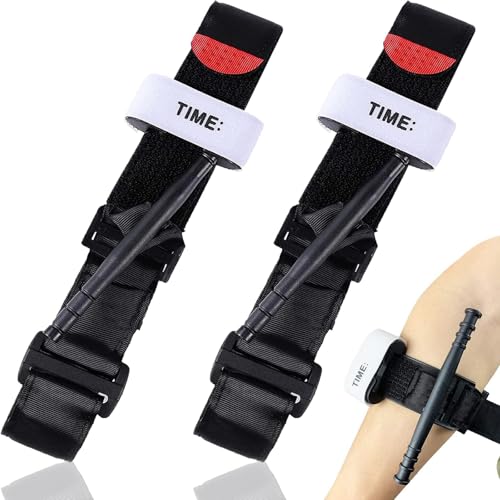 Indusoire 2 Pcs Tourniquet, Tourniquet Belt, 29.52in Professional Tourniquet for Emergency Bleeding Control, Durable and Portable Tourniquet Belt for Outdoor Sports, Essential for Outdoor Sports(Black) - Image 1