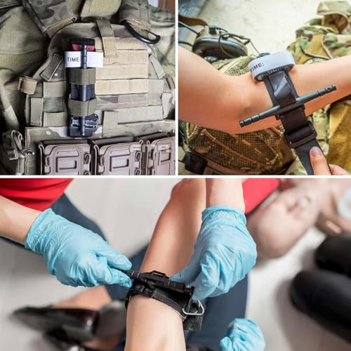 Indusoire 2 Pcs Tourniquet, Tourniquet Belt, 29.52in Professional Tourniquet for Emergency Bleeding Control, Durable and Portable Tourniquet Belt for Outdoor Sports, Essential for Outdoor Sports(Black) - Image 3