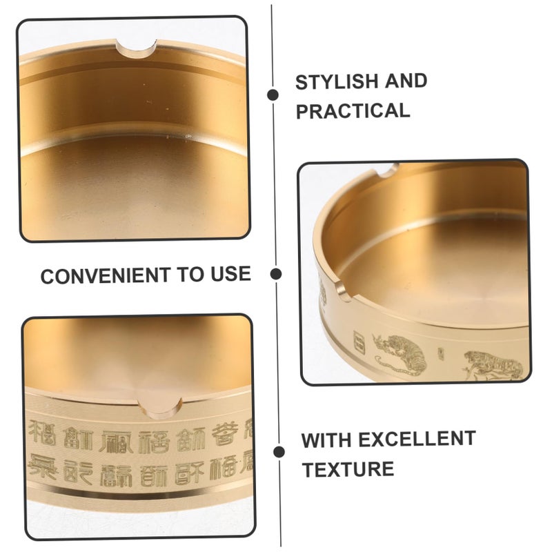 Brass Round Ashtray Compact Retro Decorative for Indoor Outdoor Living Room Office - Image 3